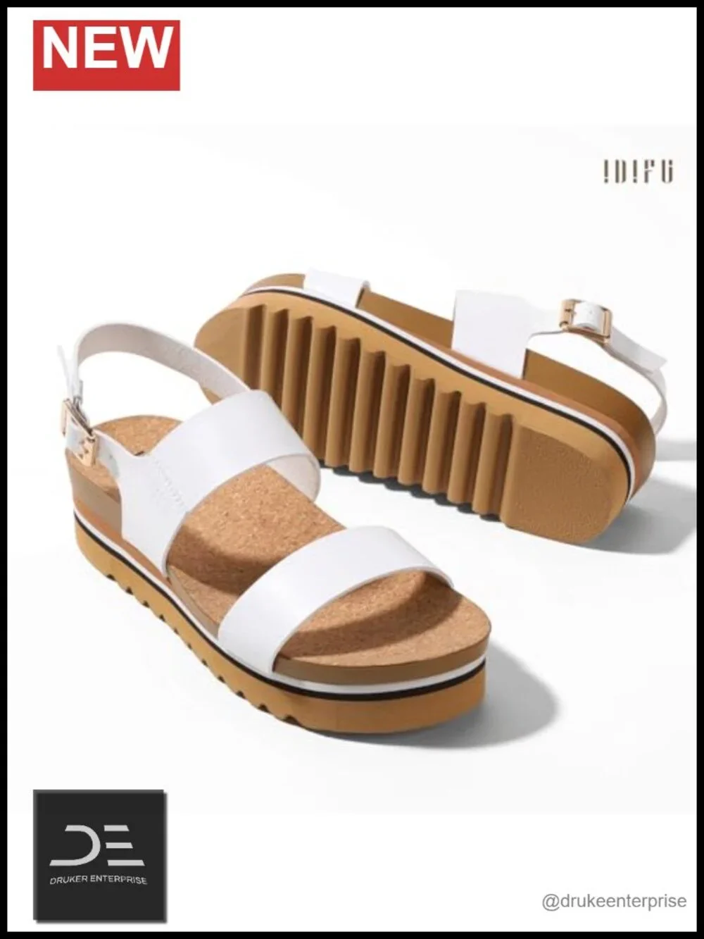Platform Sandals with Arch Support and Adjustable Ankle Strap, Cushioned